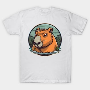 Orange capybara in water T-Shirt